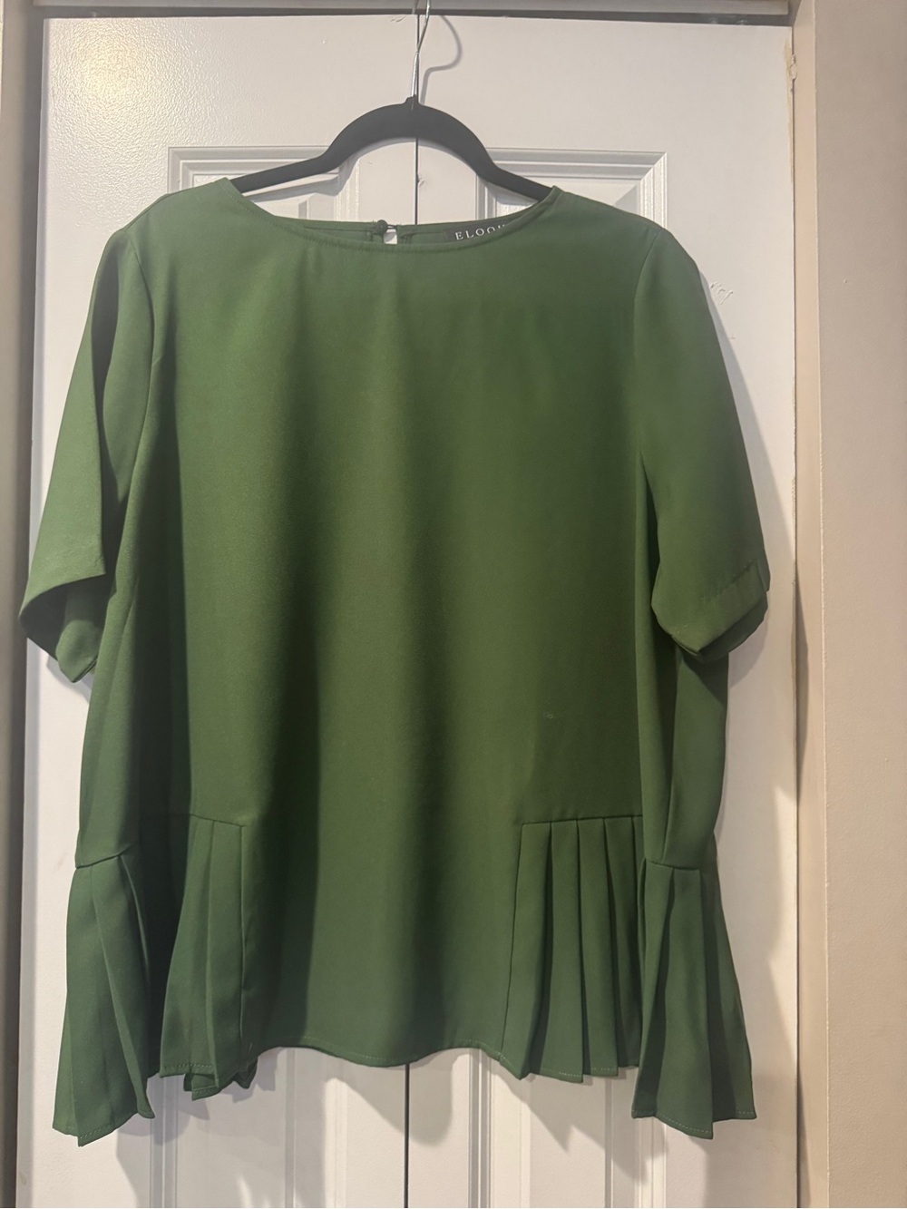 Eloquii-Olive Green Pleated-Hem Blouse